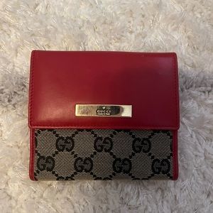 Vintage Gucci Wallet in Red and Logo Fabric